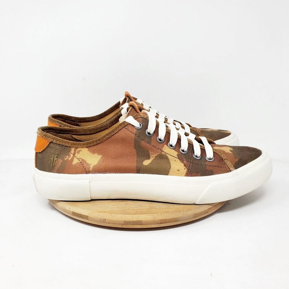 Frye Shoes Mens 9.5 Ludlow Camo‎ Canvas Low Lace Up Sneaker Casual